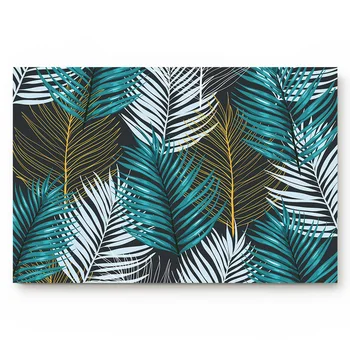 

Summer Tropical Plants Green White Leaves Living Room Doormat Home Environmental Protection Bathroom Door Non-slip Floor Mat