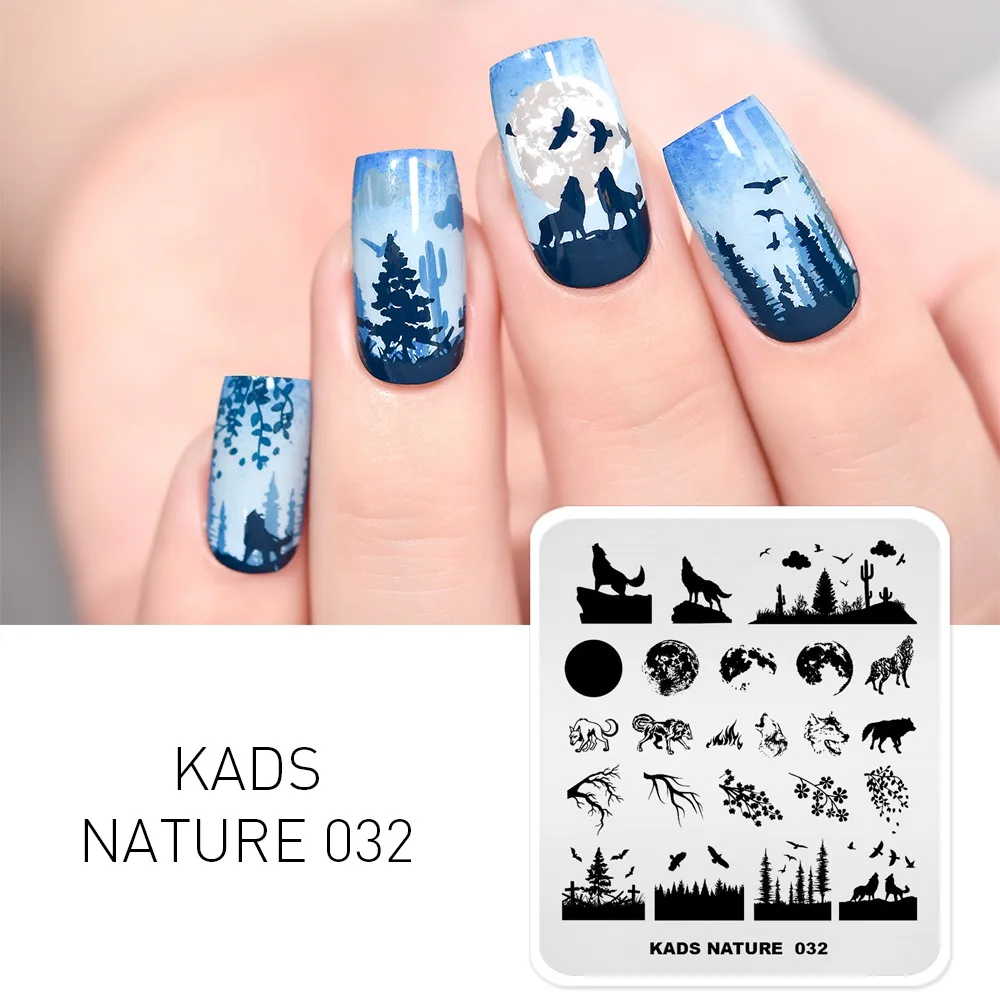 Nature 032 KADS стемпинг ногтей природа ногтей штамповки пластины Мода из нержавеющей стали для украшения ногтей стемпинговая пластина - Цвет: Nature 032