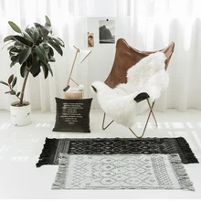 Килим черно-белый хлопок гостиная ковер геометрический morocco полоса современный коврик современный дизайн Богемия скандинавском стиле