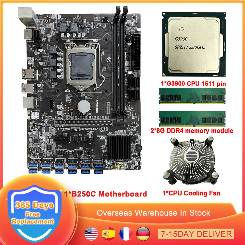 B250C набор материнской платы для майнинга BTC LGA 1151 12 USB3.0 к PCI-E 16X GPU графическая карта