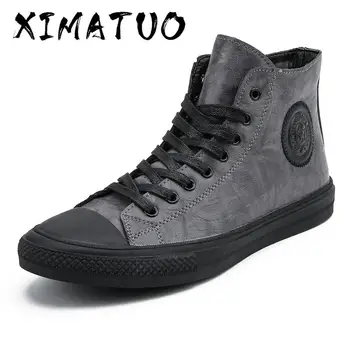 

2020 Men shoes leather fashion High Tops Male boots Luxury Brand mens casual sneakers waterproof lace up Flats solid shoes