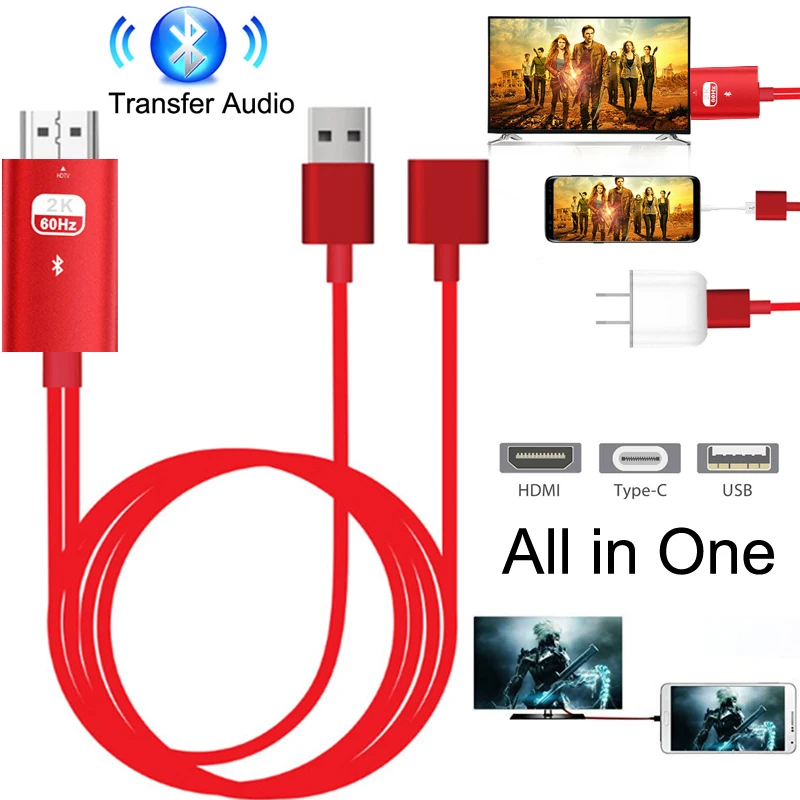 VGA HDMI Кабель-адаптер для IPhone 11 Pro Max XS XR 6 7 8 для huawei P20 P30 samsung S8 S9 S10 IOS type C Android для ТВ Bluetooth