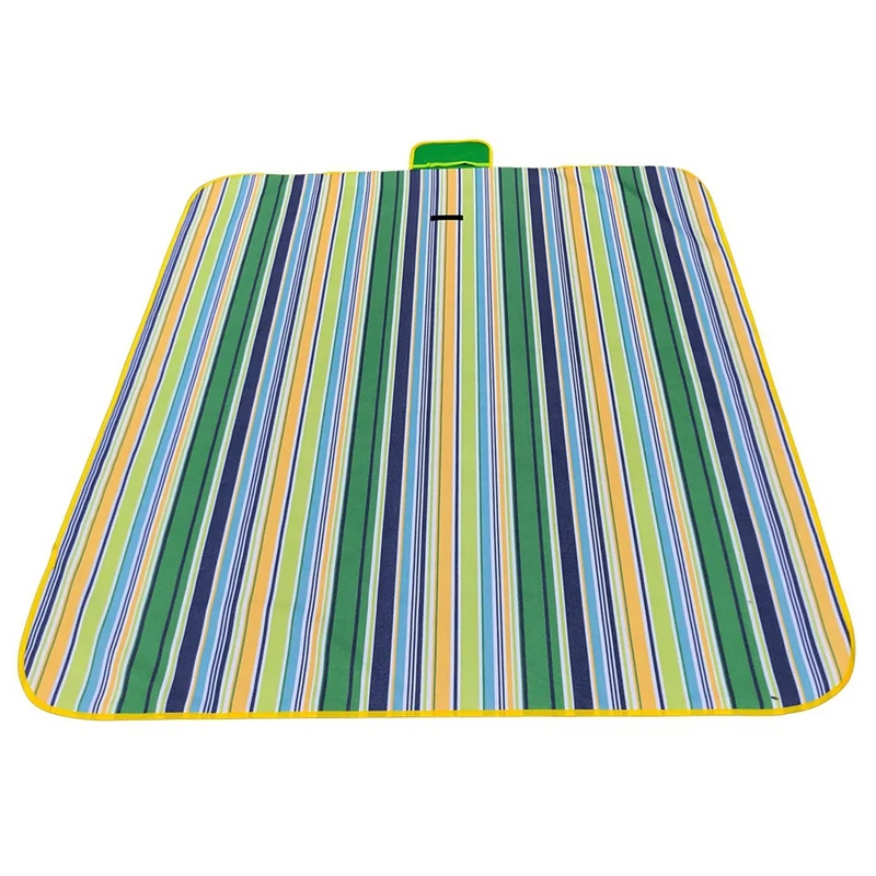 

Large Waterproof Picnic Blanket Sandproof Waterproof Picnic Blanket Tote For Camping Hiking Grass Travelling Green Stripe