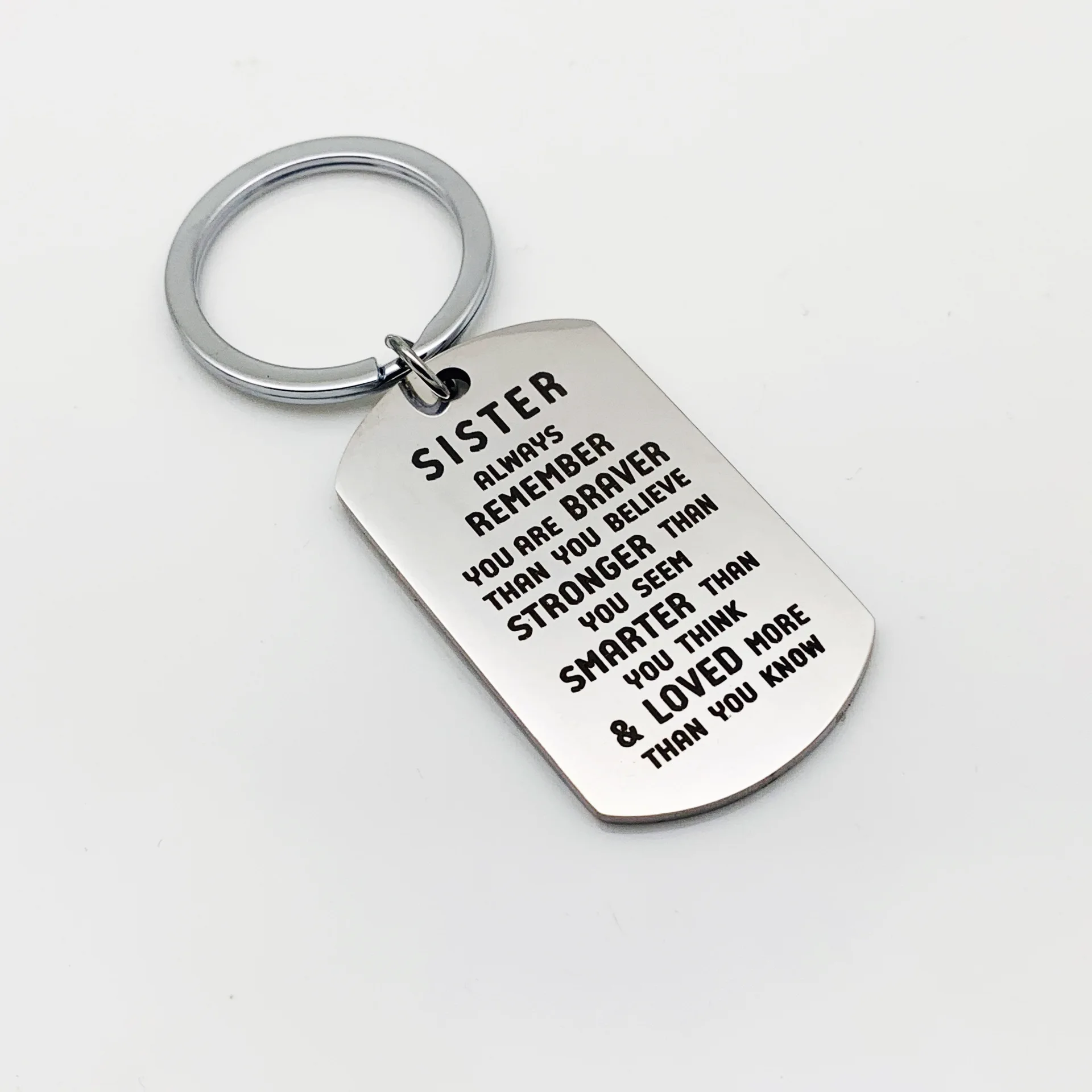 Europe And America Hot Sales Brother/Sister Remember You Are Brave Stainless Steel Key Ring