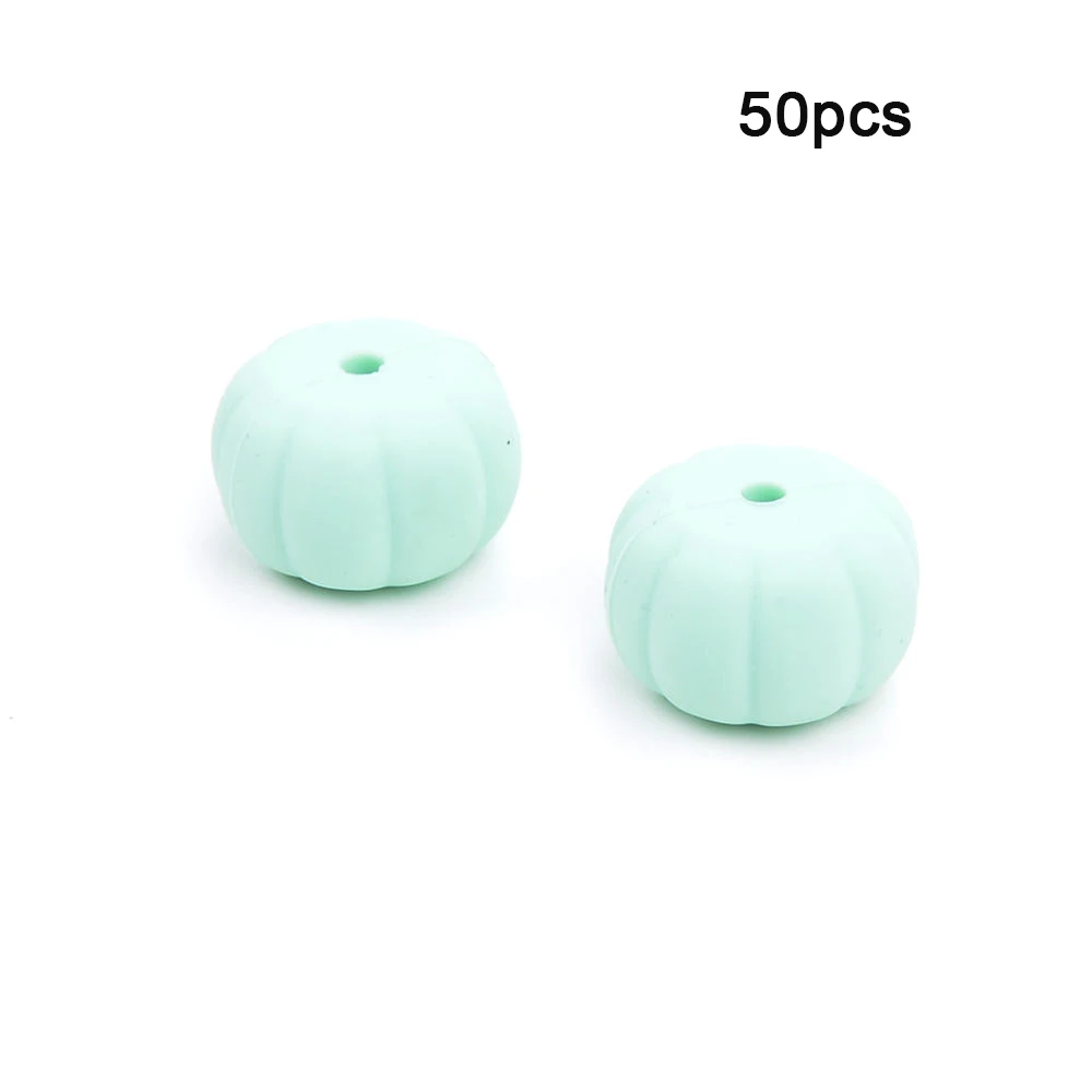 Mint LOFCA 50 шт. силиконовые бусины в форме тыквы, не содержит бисфенола, пищевого силикона, Прорезыватель для зубов, ожерелье, соска, цепочка, сделай сам для детских игрушек - Цвет: Mint