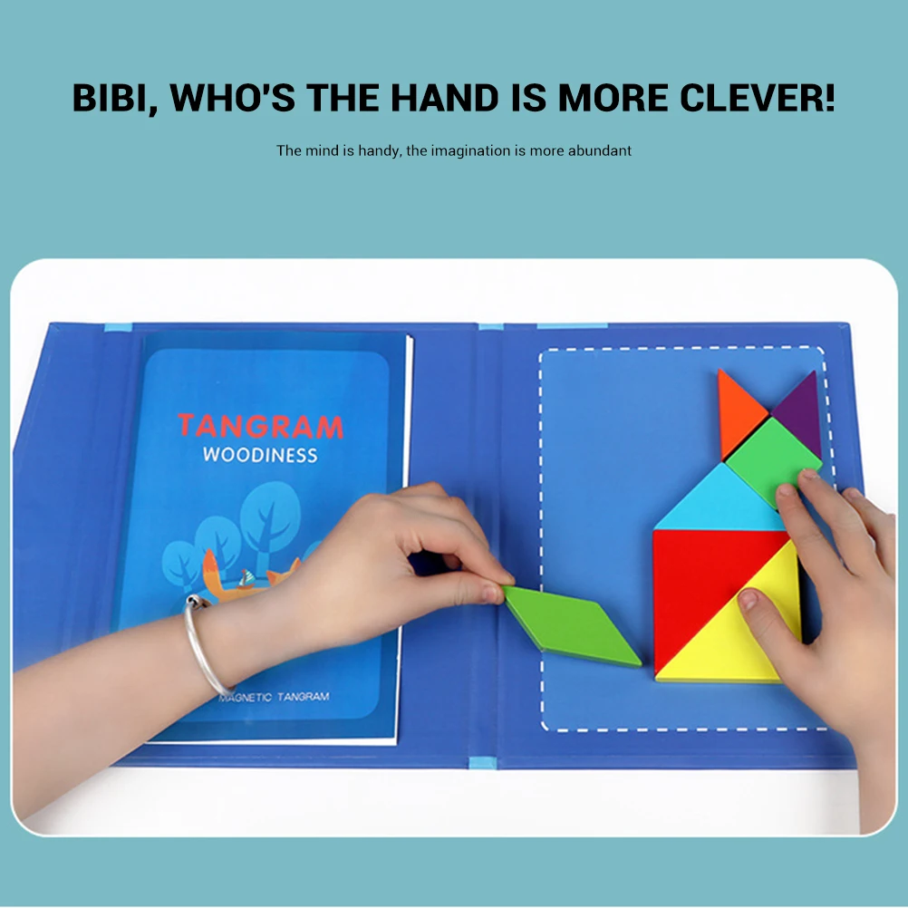 Магнитные красочные деревянные Tangram головоломки игрушки Обучающие головоломки когнитивные Дети раннего образования игрушка для ребенка Детская игрушка-Паззл#20