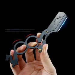 Senior Manual Stainless Steel Straight Edge Razor Holder For Professional Barber Haircut Beard Eyebrow Shaving Tool