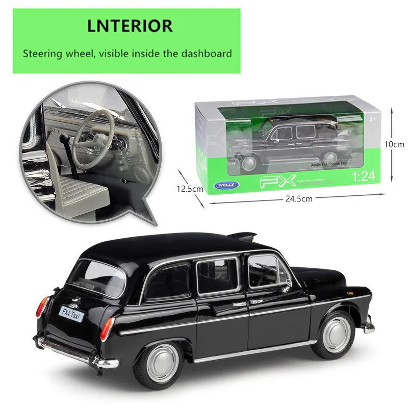 WELLY 1:24 London taxi simulation alloy car model crafts decoration collection toy tools gift