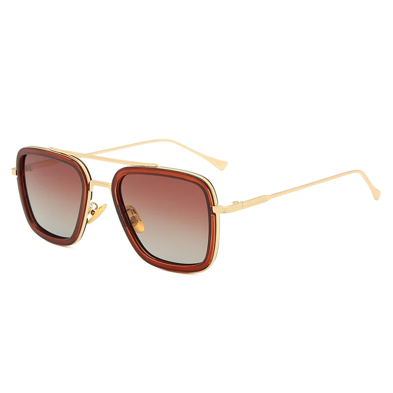 C4 Gold Brown Pro Acme, Мстители, бесконечные войны, Тони Старк, солнцезащитные очки, мужские, поляризационные, металлические, квадратные, Железный человек, солнцезащитные очки, мужские, PC1327 - Цвет линз: C4 Gold Brown