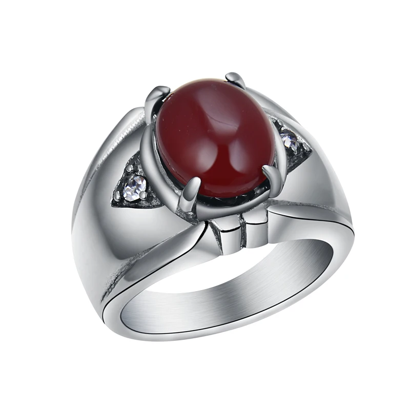 Red agate Valily, мужское панк, Винтажное кольцо с тигровым глазом, лежа, установочная полоса, нержавеющая сталь, палец, кольца, ювелирные изделия для женщин и мужчин - Цвет основного камня: Red agate