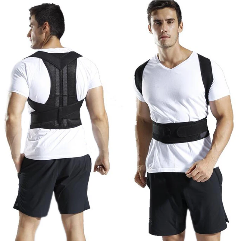 Adjustable Black Back Posture Corrector Shoulder Lumbar Spine Brace Support Belt Health Care For Men Women Unisex