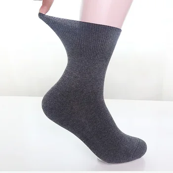 

Men Loose Welt Combed Cotton Seamless Diabetic Socks For Diabetes Edema Thick Leg Nursing Sox Solid Color