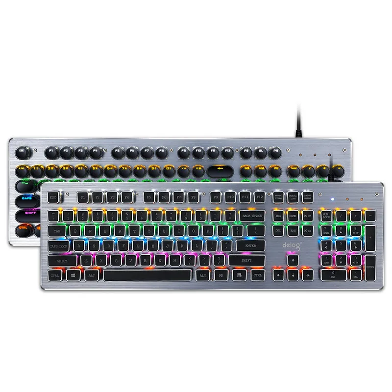 

Delog Desktop PC Keyboard Laptop Punk Cable Machinery Keyclick E-Sports Shining Metal Gaming Keyboard