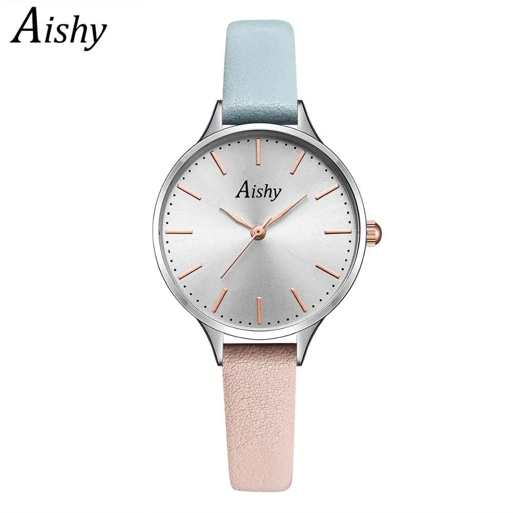 

Aishy Simple Women Watches Laides Casual Quartz Wrist Watch Multicolor Leather Band New Strap Watch Female Clock reloj mujer