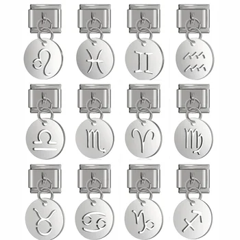 

Hapiship Original Daisy Cutting Polishing 12 Constellation Italian Charm Fit 9mm Bracelet Stainless Steel Jewelry Making DJ193