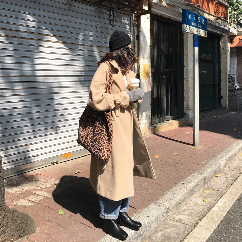 

Mooirue 2019 Winter Wool Coat Women With Sashes Korean Style Streetwear Straight Oversized Harajuku Long Cardigan Loose Coats