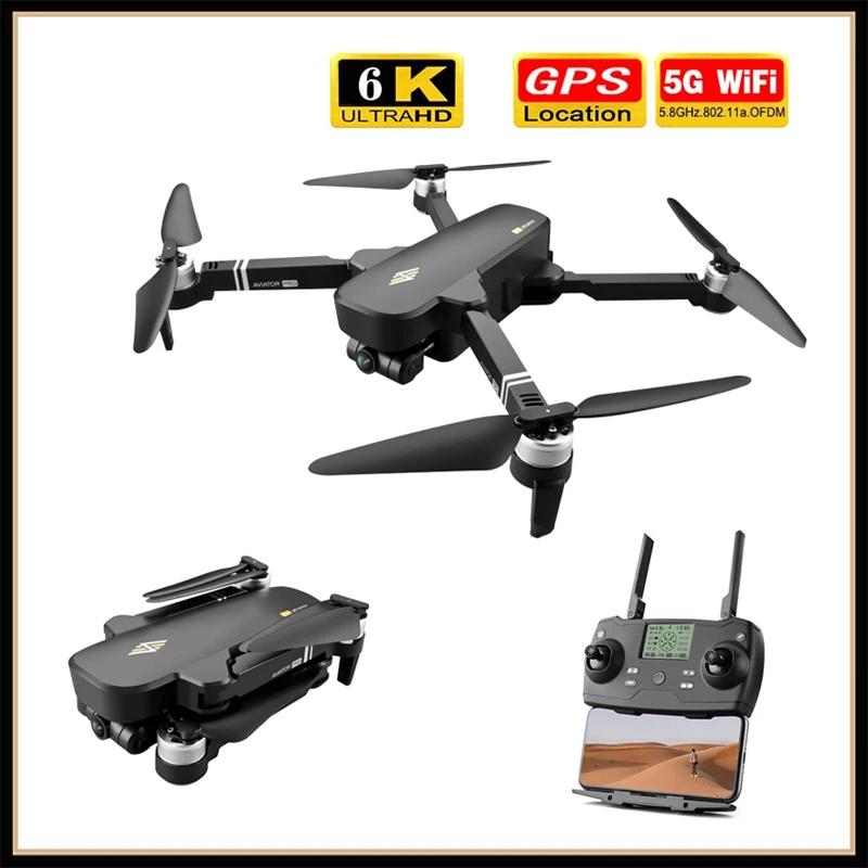 Дрон AVIATOR 8811 Pro широкоугольная камера 6k HD 2-осевой шарнирный подвес 5G Wi-Fi Gps Дроны с