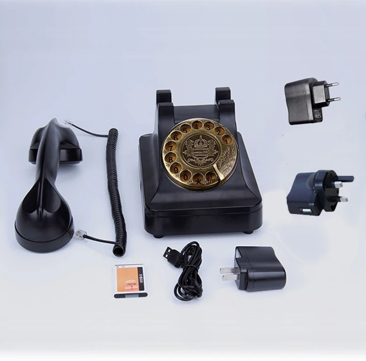 Retro cordless GSM sim card revolve telephone Swivel Plate Rotary Dial Antique Landline Phone For Office Home Hotel house