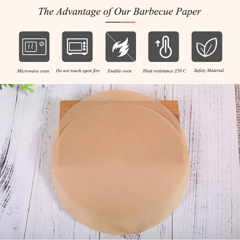 100Pcs/lot Air Fryer Liners Round Square Non Stick Baking Barbecue Papers Mat for Grill /Steaming/Barbecue Kitchen Accessories