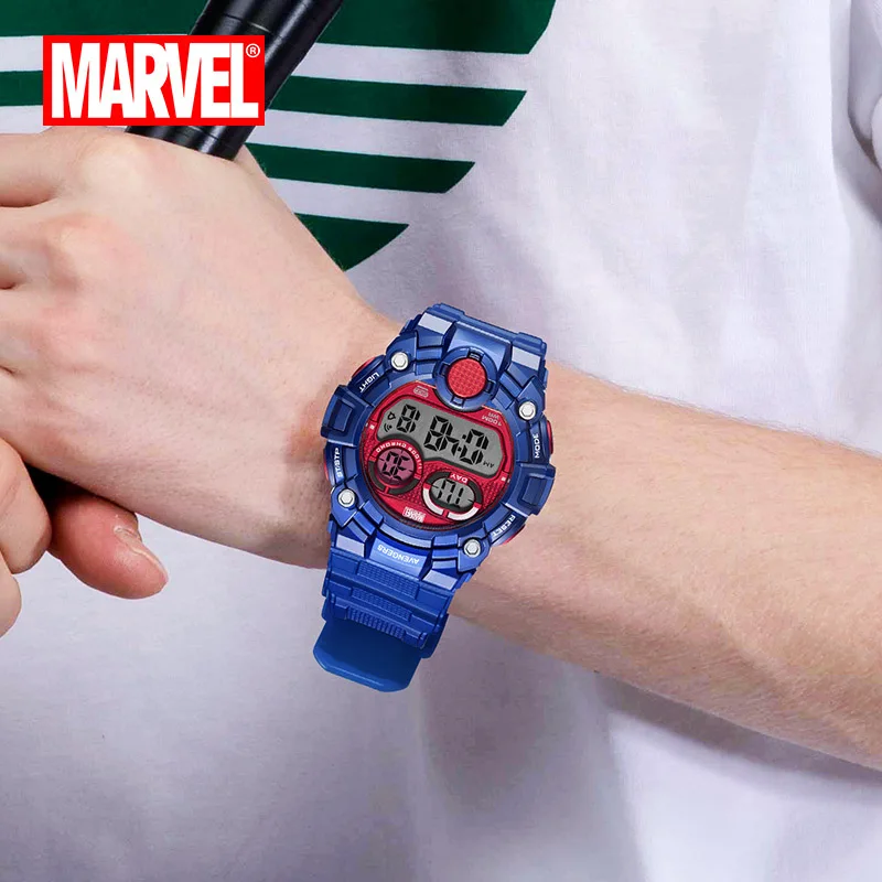 Бренд disney MARVEL мужские наручные часы цифровые 100 м Водонепроницаемые многофункциональные мужские часы светодиодный Будильник