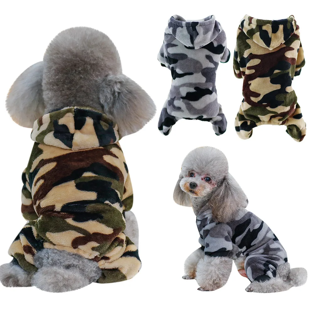 Теплая хлопковая одежда для собак на осень и зиму, Повседневная ветровка с камуфляжным рисунком, военная тренировочная классная куртка
