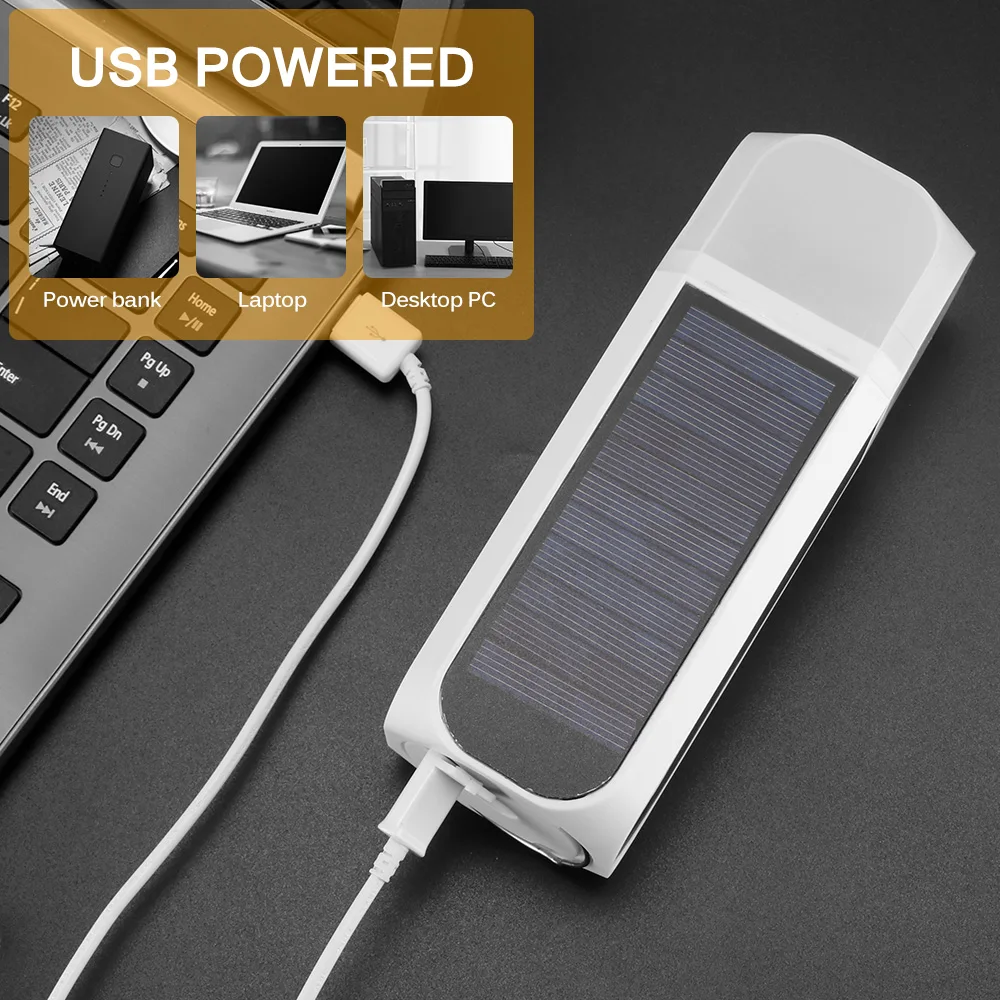 Solar Powered Lights Tent Accessories Rechargeable Light Waterproof Sensor Flashlight for Outdoor Camping Hiking Emergency Light