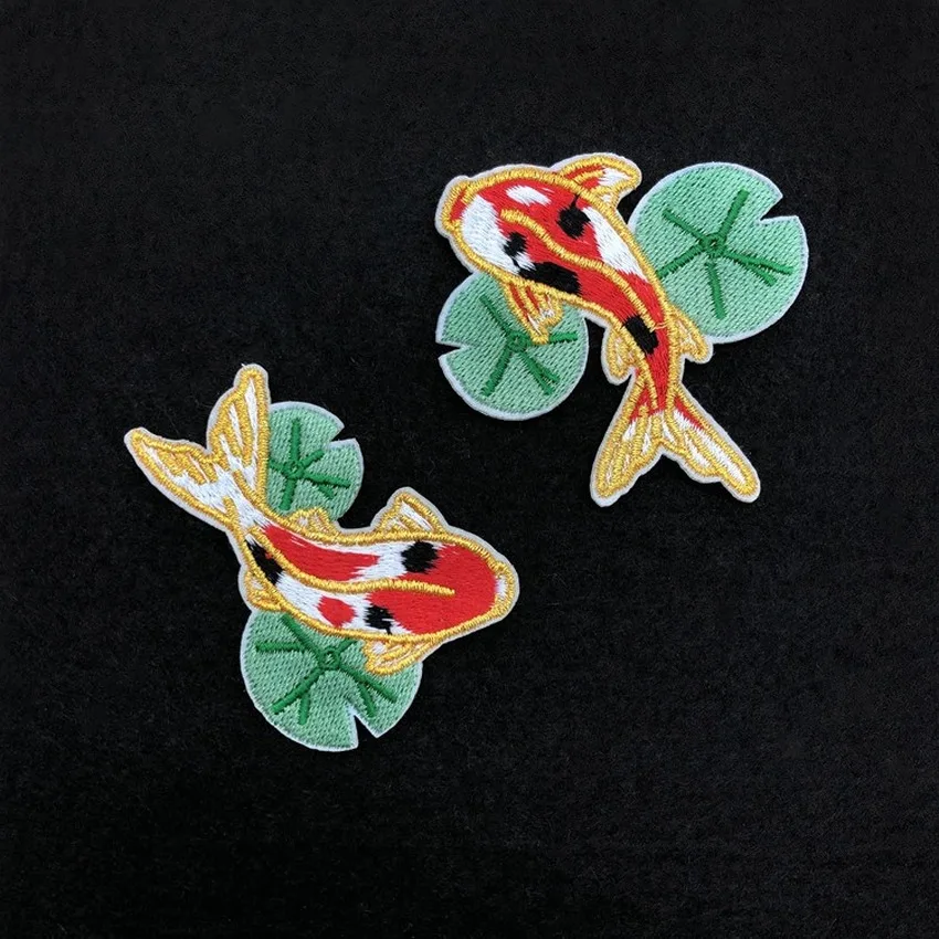 Нашивки с полосками в китайском стиле вышивкой карпа рыбы классические