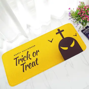 

Happy Halloween Area Rug Home Decor Flannel Memory Foam Bathroom Bedside Entrance Door Trick or Treat Kitchen Long Rug Carpet