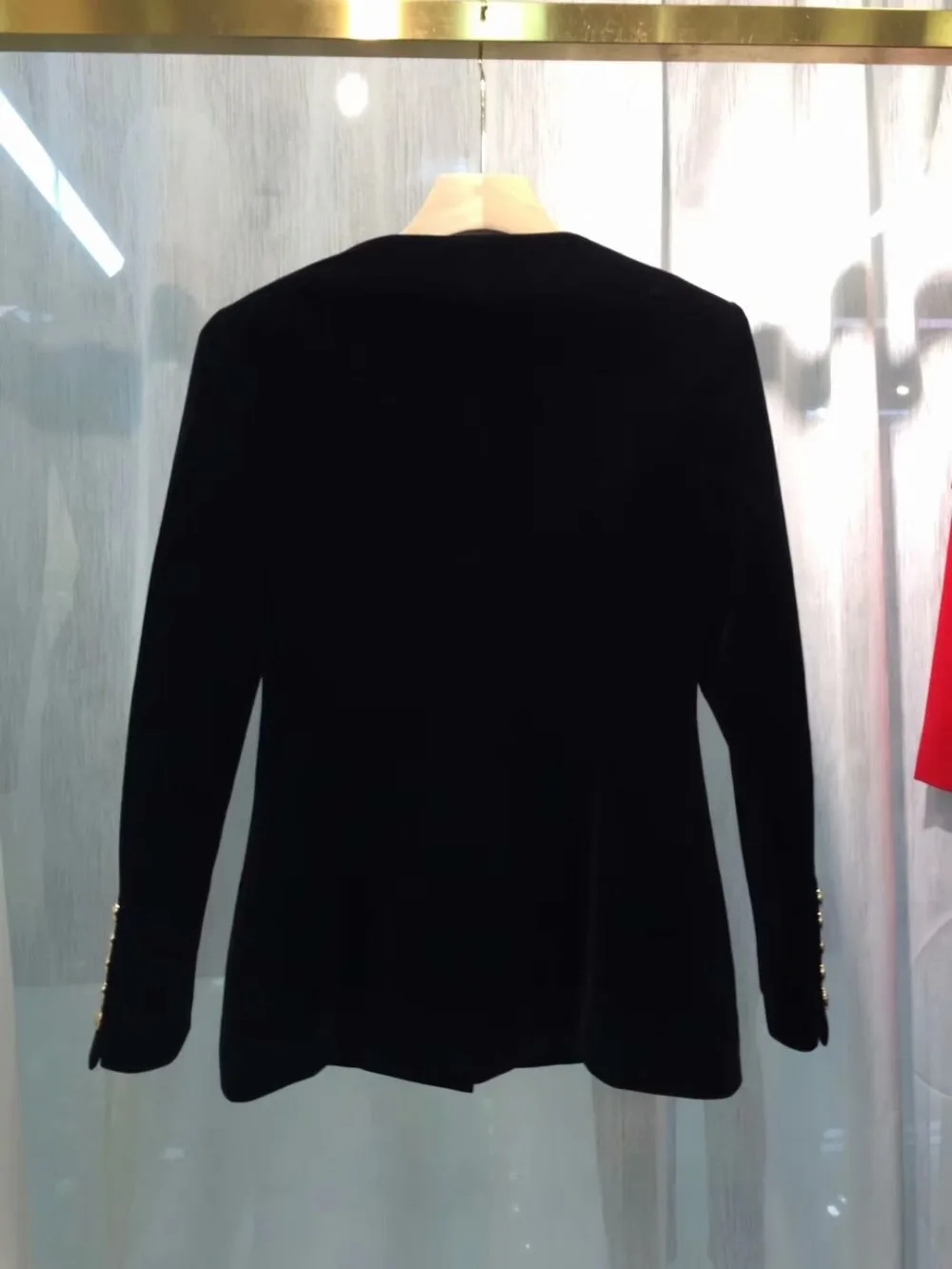 Новинка 11,6, Осень-зима, однобортный черный бархатный пиджак с v-образным вырезом, приталенный пиджак для женщин