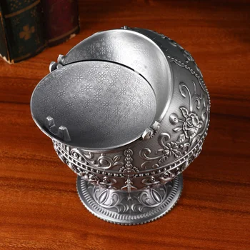 

Simple Ashtray Zinc Alloy Cigarette Ashtray with Cover Desktop Ashtray Ornament for Home Office Outdoor Patio (Tin Rose)