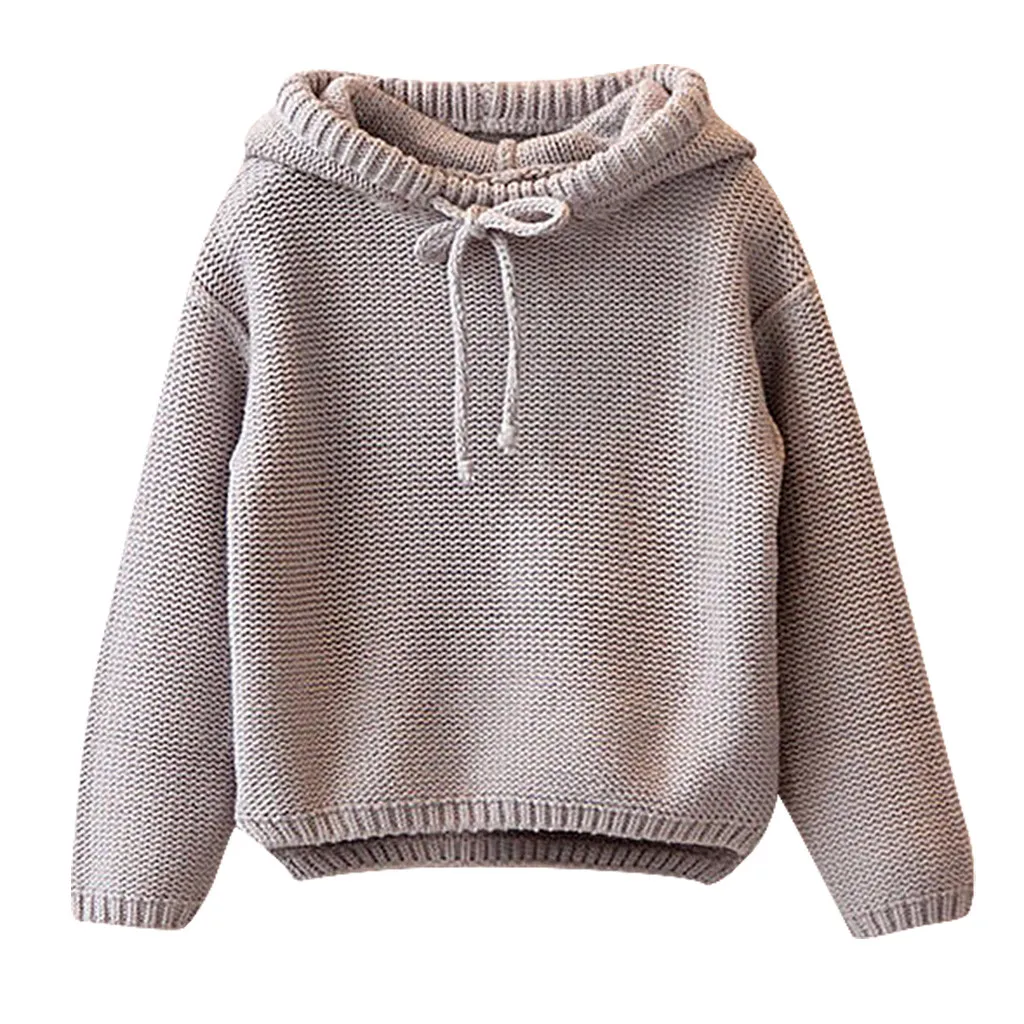 Fashion Winter Girls Sweatshirt Hooded Sweater Tops Children's Knitted Wool Hoodie Outerwear Kids Clothes 2 3 4 5 6 7 Years