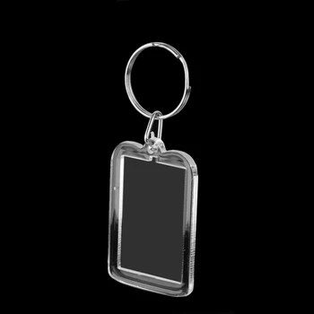

100pcs Oblong Clear Acrylic Keyring Make Your Own Photo Keychain 38 X 25mm