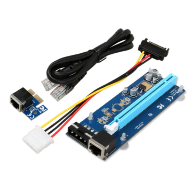 Computer Cable & Connectors PCIE Riser Card PCI Express PCIE 1X to 16X Adapter 6Pin 4Pin Molex Power RJ45 Cable for Miner Mining