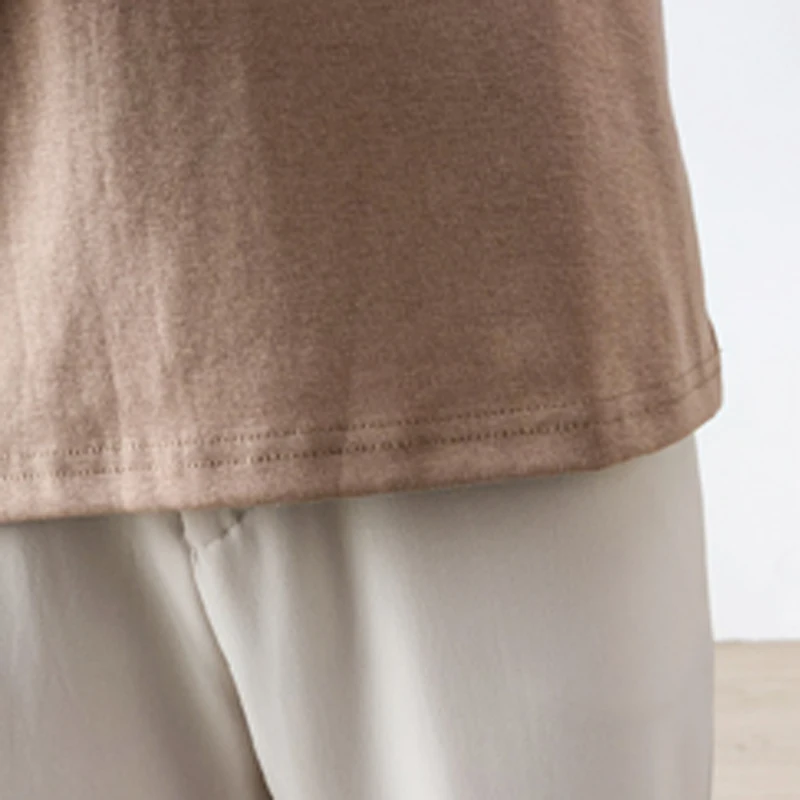 Knit Cotton Middle Collar khaki Long Sleeve Large Size Bottoming Shirt Plus Size Pregnancy Women Clothing Top