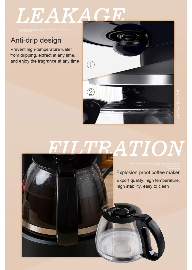 EDTID Automatic Electric Latte Espresso Coffee Maker Mini 0.6L Moka Drip Cafe American Coffee Brewing Machine Tea Pot Boiler EU