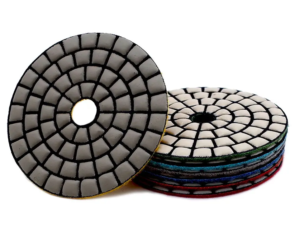 RIJILEI 7PCS 4inch Super Diamond dry polishing pad longer life Sharp For Granite Marble Concrete floor Aggressive grinding disc