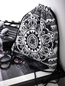 

women men children Drawstring backpack Retro Mandala 3D Printing Storage Bag sports pocket pouch shoes bag Ethnic Rucksack 2020
