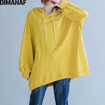 

DIMANAF Plus Size Women Hoodies Sweatshirts Autumn Winter Long Sleeve Big Size Loose Cotton Solid Female Tops Shirts Hooded 2019