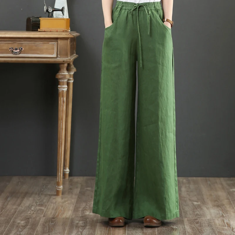 Брюки Женские однотонные с широкими штанинами Элегантные повседневные