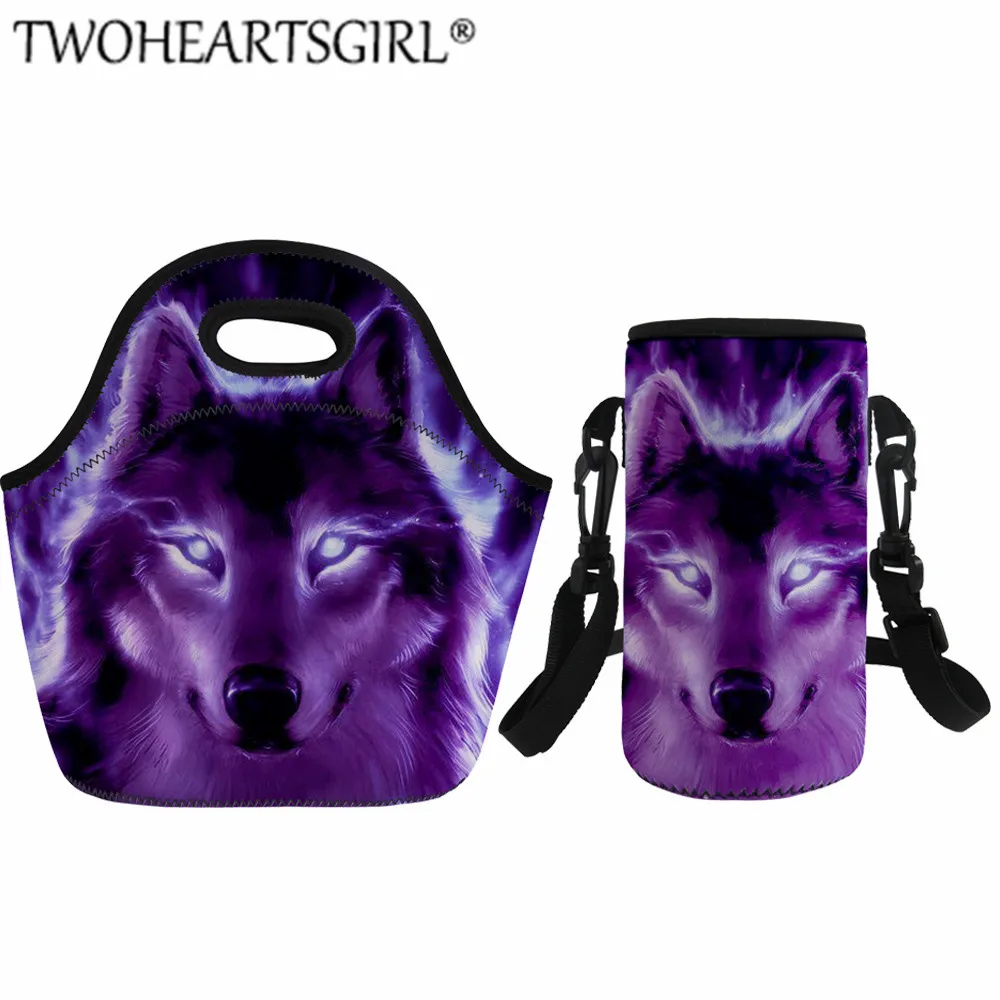 Twoheartsgirl Blue Wolf сумка для обеда для мужчин и женщин Изолированная коробка-сумка для обеда семейная сумка для пикника Рабочие Сумки для обеда детская крышка для бутылки