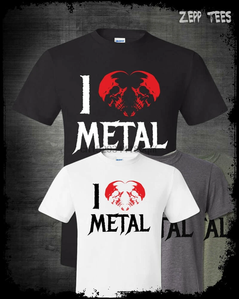 Музыкальная рубашка I Love Metal День Святого Валентина череп сердце злобный концерт