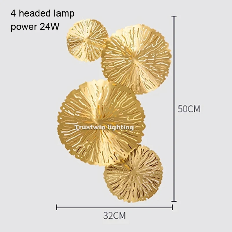 Современный цветок лотоса золотой настенный светильник LED из нержавеющей стали