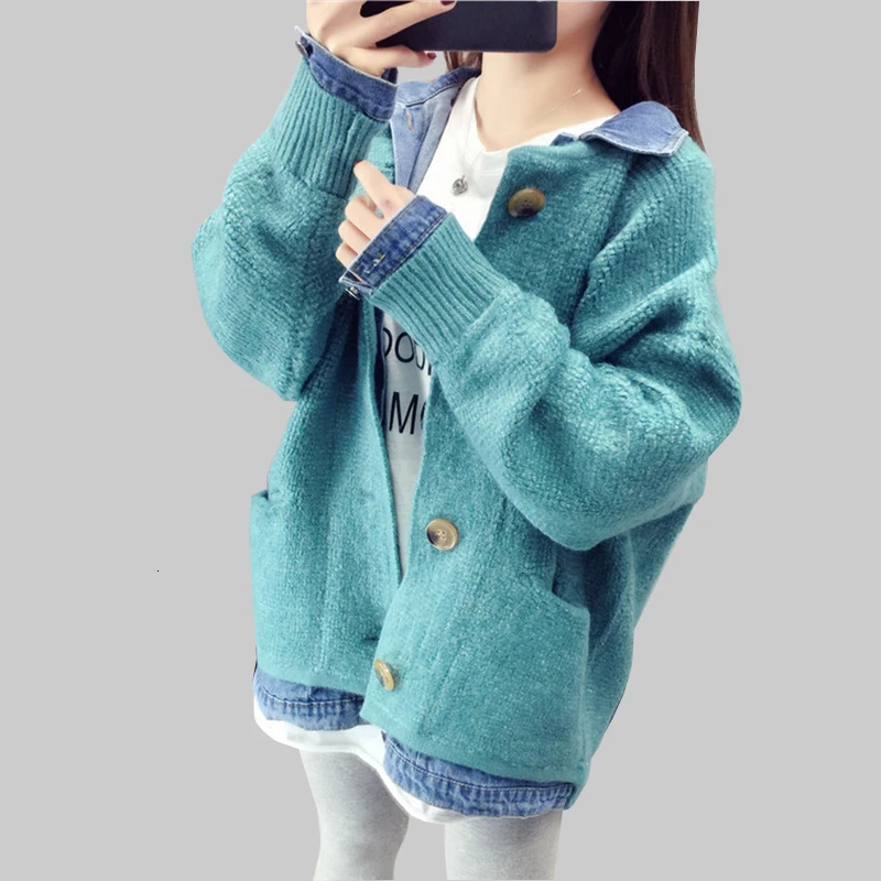 

Winter women Trui Warm Jas Plus Size used Cats Jassen Patchwork Vintage Woman Vest Trui Long Mouwen Jas