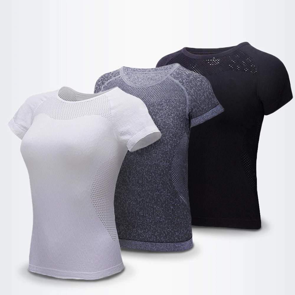 

Motion Short Sleeve T Pity Woman Fund Elastic Force Self-cultivation Mesh Ventilation Speed Do Yoga Run Bodybuilding Jacket