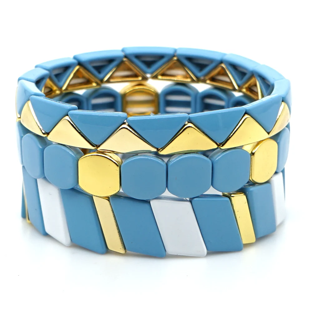 

Shinus Bracelet For Women Blue Bracelet Stackable Alloy Ename Tile Cuff Bangles Pulsera Mujer 2019 Bohemian Summer Jewelry Gifts