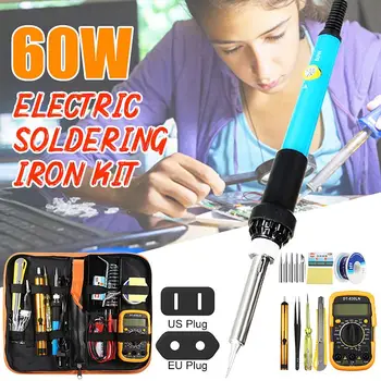 

LCD Digital Temperature Adjust Soldering Iron Tool Set with Multimeter Set Soldering Station and Solder Iron Tips Tester Meter