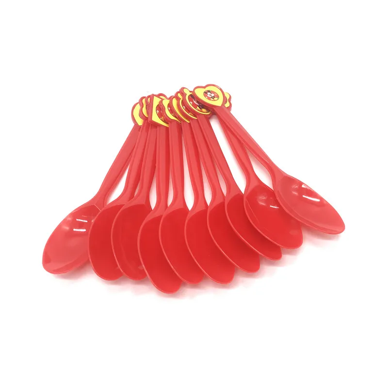 Микки Маус тематическая бумажная посуда для детей день рождения Принадлежности Декор воздушные шары скатерть тарелка и чашка для вечеринки шляпа флаг салфетки трубочки - Цвет: Spoon-10pcs