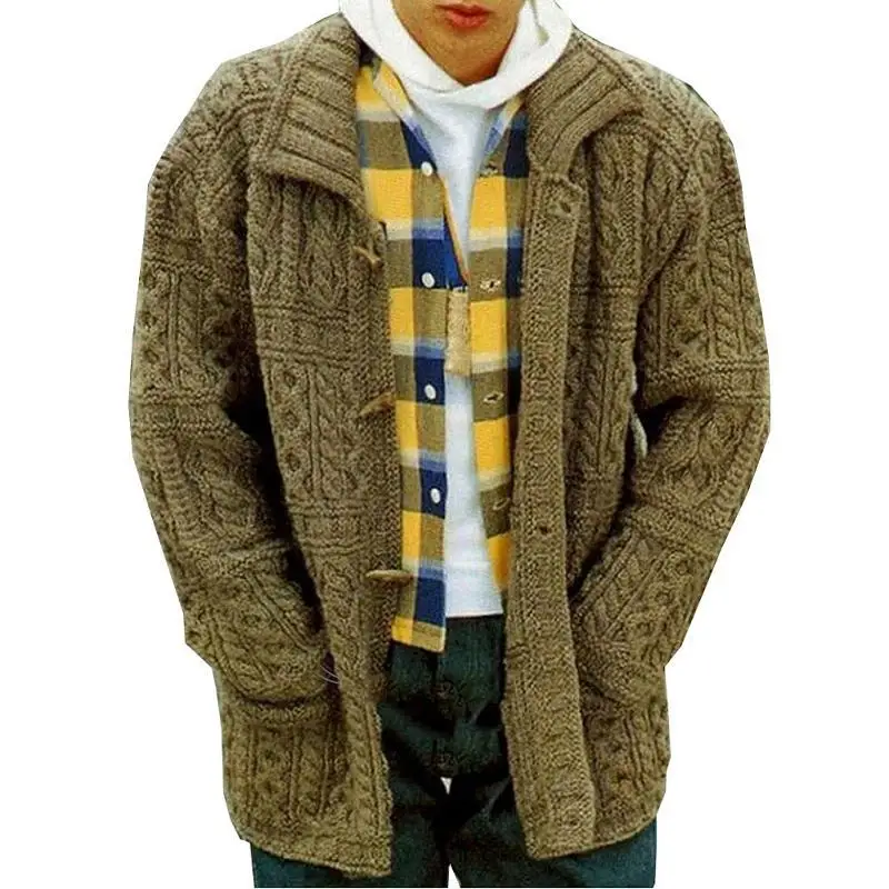 

Pull Homme Streetwear Plus Size Sweaters for Men Casual Turn-down Collar Single Breasted Loose Cardigan Knitted Ropa De Invierno