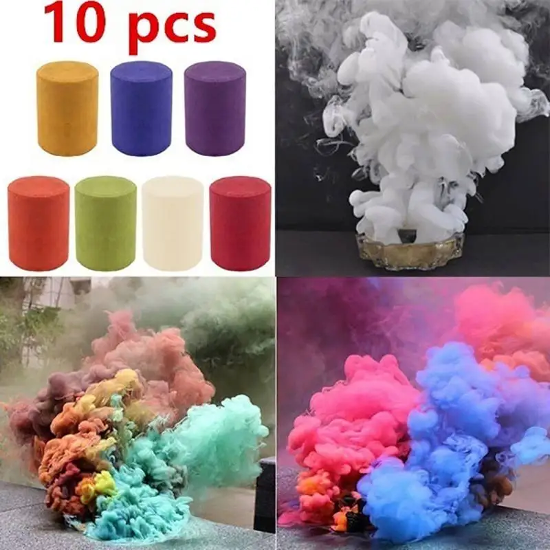 

10 Pcs/set White Colorful Smoke Pills Combustion Smog Cake Effect Smoke Bomb Pills Portable Photography Prop Halloween Props