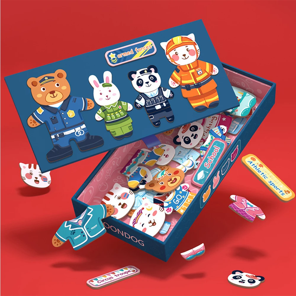 Baby Puzzles Educational Toys Little Bear Magnetic Jigsaw Changing Clothes Kids Children's early Montessori Learning Gift 4